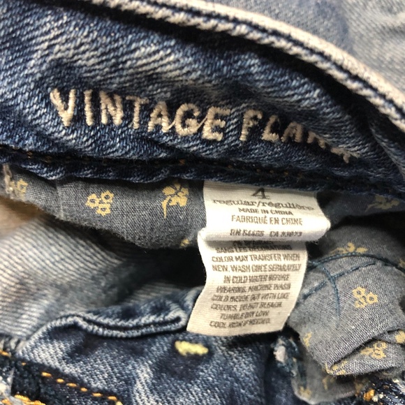 American Eagle Women's 4R Jeans Stretch Vintage Flare Low Rise Y2K Distressed - Picture 3 of 5